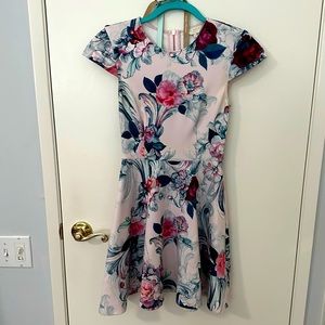 Ted Baker London Floral Skater Dress Size 0 with Matching Belt